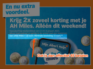 €10 korting bij inwisselen van 1000 airmiles ipv 2000 airmiles