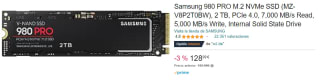 Samsung 980 PRO M.2 NVMe SSD 2 TB PCIe 4.0, 7,000 MB/s por 128.99€
