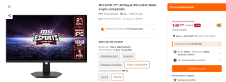Monitor MSI G274F 27" LED Rapid IPS FullHD 180Hz G-Sync Compatible por 149€