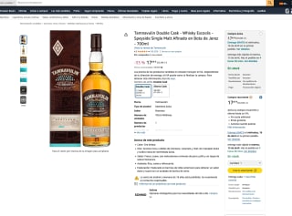 Whisky Tamnavulin Double Cask Escocés Speyside Single Malt Afinado en Bota de Jerez 700ml por 17,89€