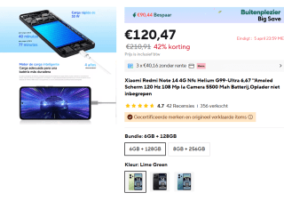 Xiaomi Redmi Note 14 - 6GB/128GB - Midnight Zwart voor €120,47 bij Aliexpress