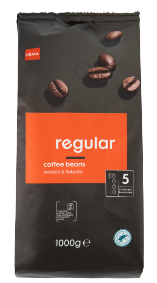 Hema koffiebonen regular 1000gram 2 voor € 16