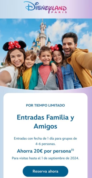 Descuento 20€ por persona en Disneyland al llevar un amigos