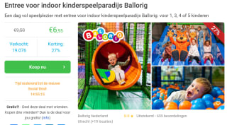 Entree ticket voor indoor kinderspeelparadijs Ballorig voor €6,95 via Social Deal