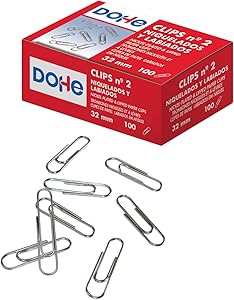 Dohe - Clips Niquelados para Sujetar Hojas (100 uds.) - 32 mm, N.º 2
