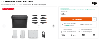 DJI Fly more kit voor Mini 3 Pro voor €139 bij Kamera Express