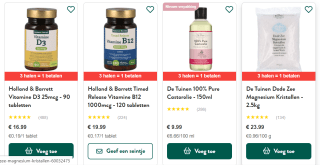 3 halen 1 betalen bij Holland & Barrett op diverse artikelen