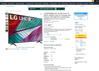 LG 50UR78006LK 50" 4K UHD Smart TV HDR10 webOS23 Serie 78 Procesador Alta Potencia Dolby Digital Plus Alexa/Google Assistant por 322,15€