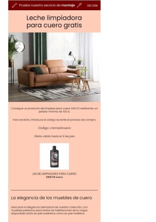Crema para limpiar cuero gratis por compras +100€