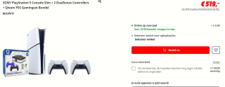 layStation 5 Console Slim + 2 DualSense Controllers + Qware PS5 Gamingset Bundel voor €519 bij de Mediamarkt
