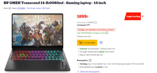 HP OMEN Transcend 14-fb0080nd - Gaming laptp - 14 inch voor €1899 bij Bol