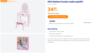 Mini Matters houten make-uptafel voor €34,95 bij Action