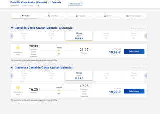 Vuelos Castellón - (Valencia) a Cracovia desde 19,99€
