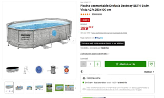Piscina desmontable Ovalada Bestway 56714 Swim Vista 427x250x100 cm por 389,80€