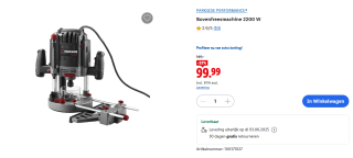 PARKSIDE PERFORMANCE® Bovenfreesmachine 2200 W Toerental: 10.000-22.000 tpm voor €99,99 in de Lidl webshop