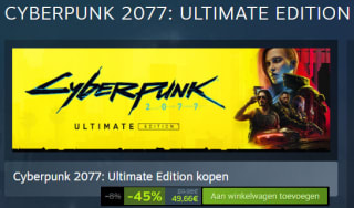 Cyberpunk 2077 Ultimate Edition voor €49,66 via Steam