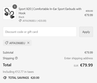 Soundcore Sport X20 voor €70,99 dmv code bij Soundcore