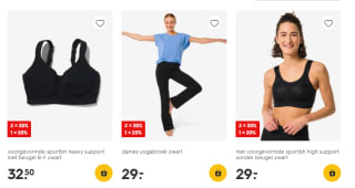 Sportkleding + -accessoires nu tot 35% stapelkorting bij HEMA