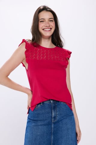 Camiseta combinada plumeti con círculos para Mujer Springfield por 5.99€