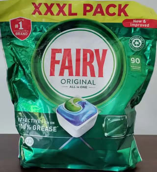 Grab Fairy original all-in-one dishwasher capsules from B&M Mold for £0.10