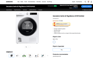 Secadora Serie 60 9kg Blanco DV90T6240LE por 449€