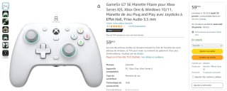 Manette filaire GameSir G7 SE - Joysticks à effet Hall, compatible Xbox/PC à 59,99€