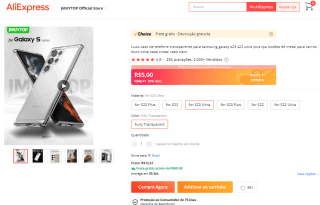 Capa Transparente para Smartphone da Samsung, modelo Galaxy S23 Ultra - R$ 5