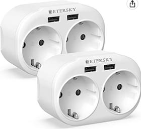 2 Enchufes Multiple con 2 Tomas y 2 USB a solo 10,99€