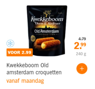 Kwekkeboom Oven & Airfryer snacks voor €2,99 bij AH