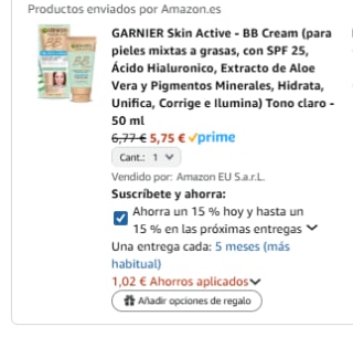 GARNIER Skin Active BB Crema hidratante todo en uno 50ml por 5,75€