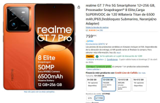 Realme GT 7 Pro 5G de 12GB/256GB por 639€