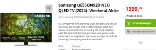 Samsung Neo QLED QN92D 55" voor €1399 bij Apollo