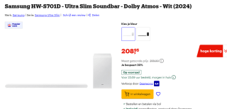 Samsung HW-S701D/EN soundbar luidspreker Wit 3.1 kanalen voor €208,95 bij Bol