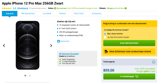 Apple iPhone 12 Pro Max 256GB voor €859 bij Belsimpel