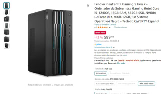 Lenovo IdeaCentre Gaming 5 Gen 7 Intel Core i5-12400F, 16GB RAM, 512GB SSD, NVIDIA GeForce RTX 3060 por 525,69€
