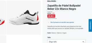 Zapatilla de Pádel Bullpadel Beker 22v por 32.90€