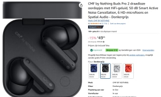 CMF by Nothing Buds Pro 2 draadloze oordopjes voor ca €40 dmv code bij Amazon