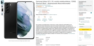 Samsung Galaxy S21+ 5G 128GB Reacondicionado por $3,823 en Amazon