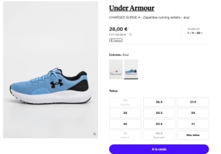 Zapatillas Under Armour Charged Surge 4 por 28€