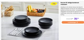 18-delige bordenset Matt Onyx Buccan voor €39,99 bij Actievandedag