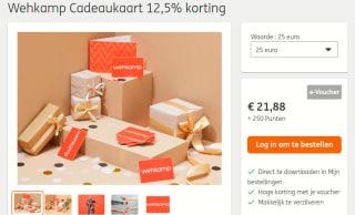12,5% korting op een Wehkamp Cadeaukaart van €25 of €50 dmv ING rentepunten
