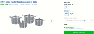 BK Q-linair Master Glas pannenset 4-delig voor €124 bij Coolblue