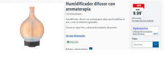 Humidificador difusor con aromaterapia por 9.99€