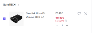 Sandisk Ultra Fit 256GB USB 3.1 solo 18,83€