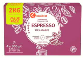 2 kilo Kruidvat Koffiebonen Espresso of Dark Roast voor €15