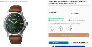 Seiko Presage Cocktail Time Mojito SRPE45J1 Reloj Automático hombres por 350€