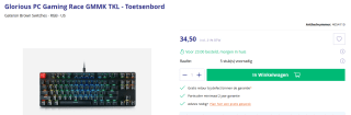 Glorious PC Gaming Race The Glorious GMMK-TKL voor €34,50 bij Azerty