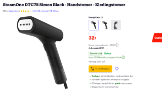 SteamOne DTC75 Kledingstomer/Handstomer voor €32 bij Bol