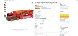 Camión Transportador de coches de la marca Hot Wheels por 16,32€