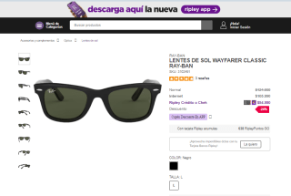 Lentes de sol Ray-Ban Wayfarer Classic por $94.990